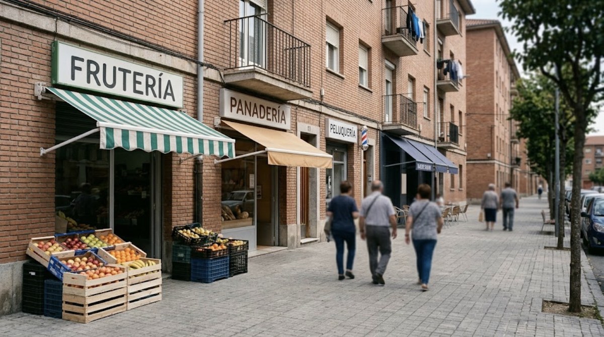 Comercio de proximidad en una calle del barrio Garrido, Salamanca